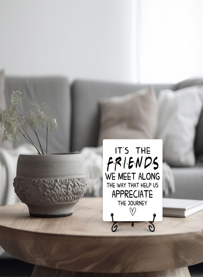 ukebobo Friendship Decor, It's The Friends We Meet Along The Way Wooden Sign, Small Friendship Gift, Birthday Friend Gifts for Women Men Friends Colleagues, Office Desk Cubicle Accessories 5" x 5"-148 - Image 3